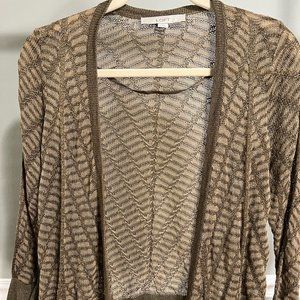 Ann Taylor Loft Brown Open Front Knit Cardigan Sweater